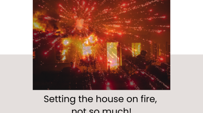 Picture Of A House Fire Layered Over Fireworks Display
